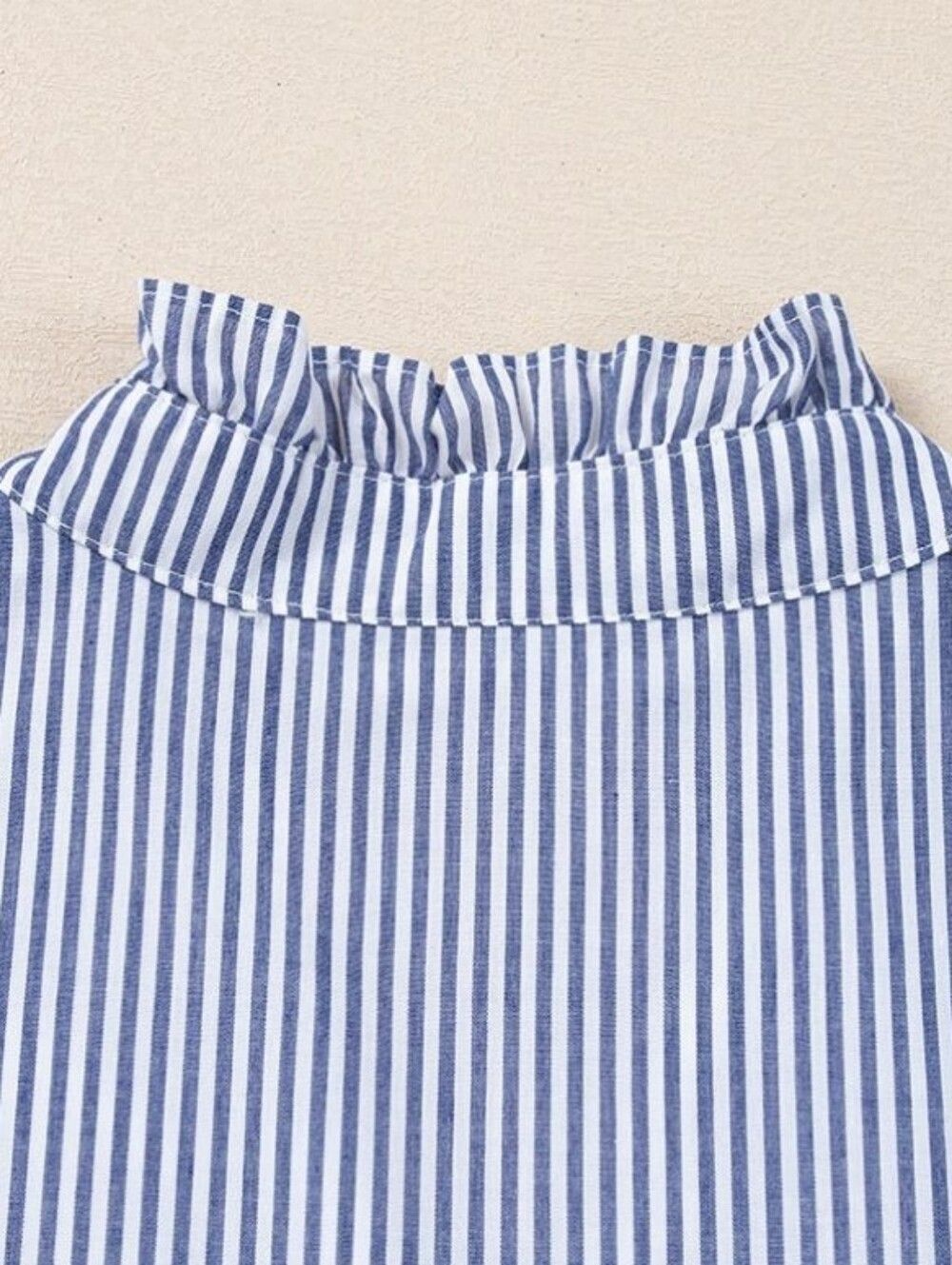 Fun Casual Summer Blue and White Stripe Sleeveless Tiered Country Dress - Picture 13 of 15